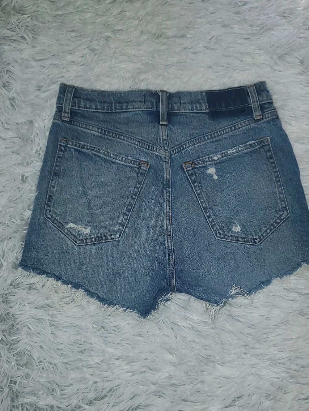*Abercrombie & Fitch Mom Short High Rise Distressed Denim Cutoff Shorts - Blue*